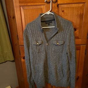 Banana Republic Men’s Gray Merino Wool Full-Zip Cardigan Sweater – Size M
